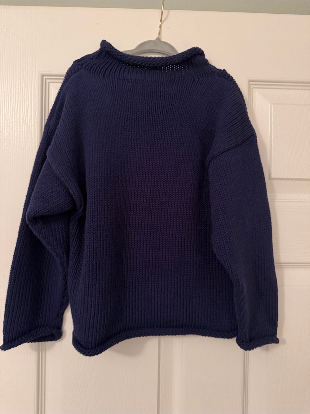 Toddlers Navy Flag Knit Sweater - American Flag Crewneck - Picture 2 of 4